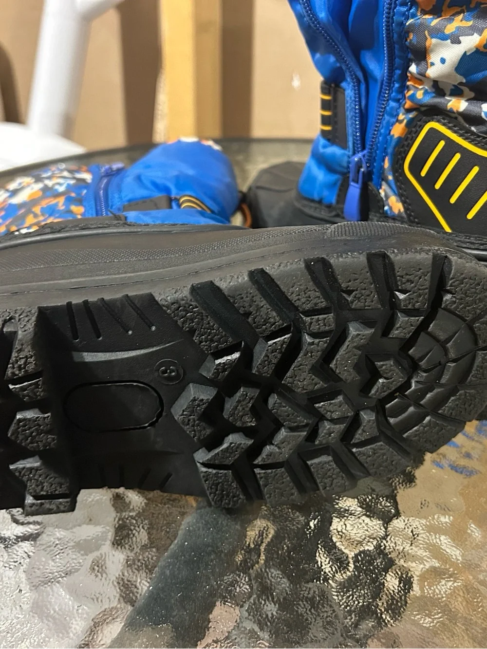 Kids Blue & Orange Snow Boots
